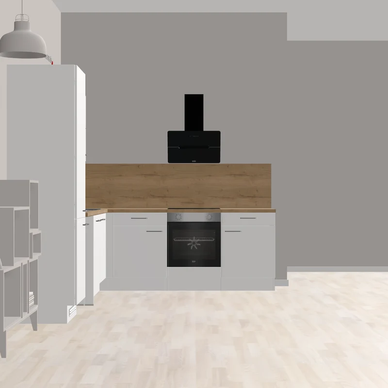 nobilia Winkelküche mit viel Platz für die junge Familie Freiberg 307 x 245 cm Alpinweiß Supermatt warmer Holzton und Platz für Waschmaschine