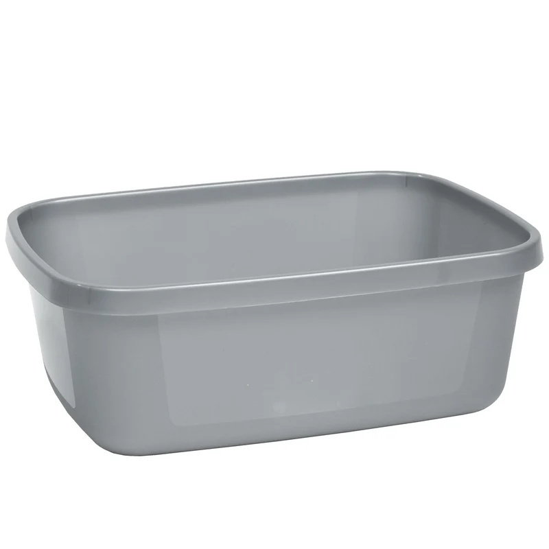 2 x Schüssel 9,5 Liter - rechteckig- 37x28x14cm - grau - Waschschüssel Spülschüssel Wasserschüssel Kunststoff Spüle Waschbecken Wanne Box - Fußpflege Fußwanne