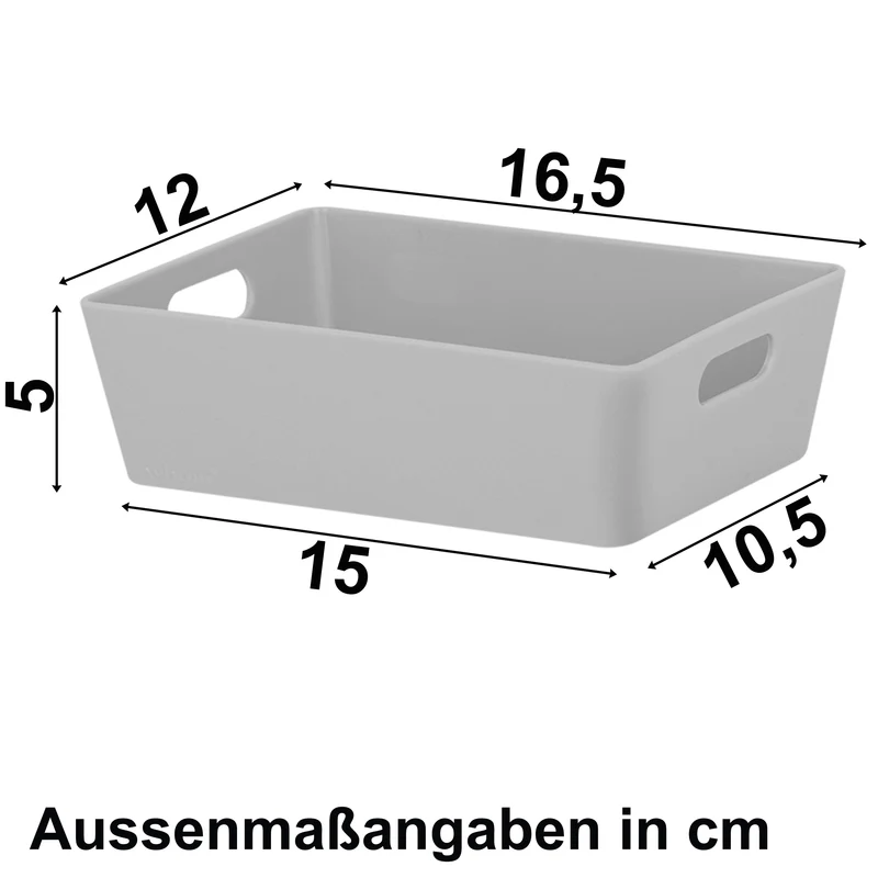 3er Set Organizerbox 1x 2 Liter DINA5 - 2x 770 ml - GRAU - Ordnungssystem Polypropylen Aufbewahrung Bad Korb Ordnungsbox Schublade Schrank Schreibtisch Kiste Schubladenorganizer robust Hobby Kiste