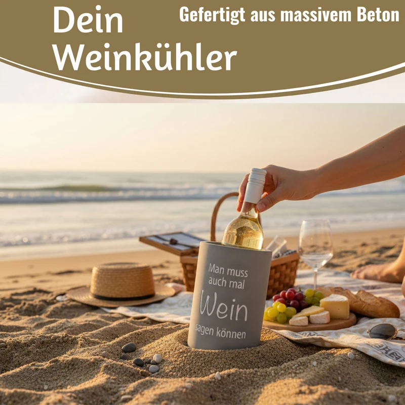 Beton Weinkühler 21x13 cm Shabby Grau Spruch Wein Flaschenkühler Sektkühler