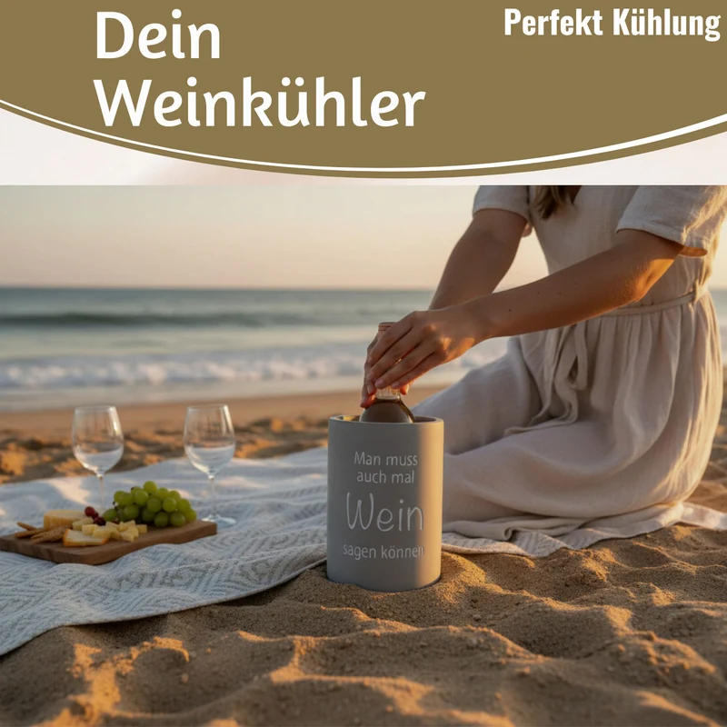 Beton Weinkühler 21x13 cm Shabby Grau Spruch Wein Flaschenkühler Sektkühler