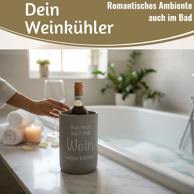 Beton Weinkühler 21x13 cm Shabby Grau Spruch Wein Flaschenkühler Sektkühler