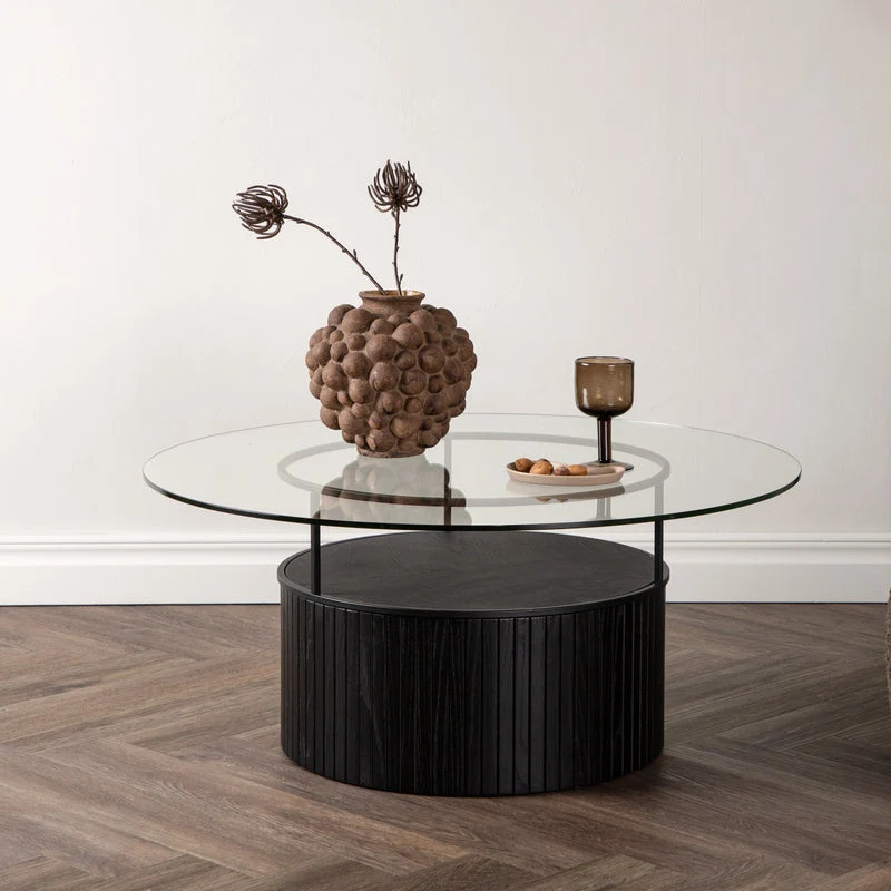 Sofatisch Bodo - Rund, Glasplatte, Minimalistisches Design