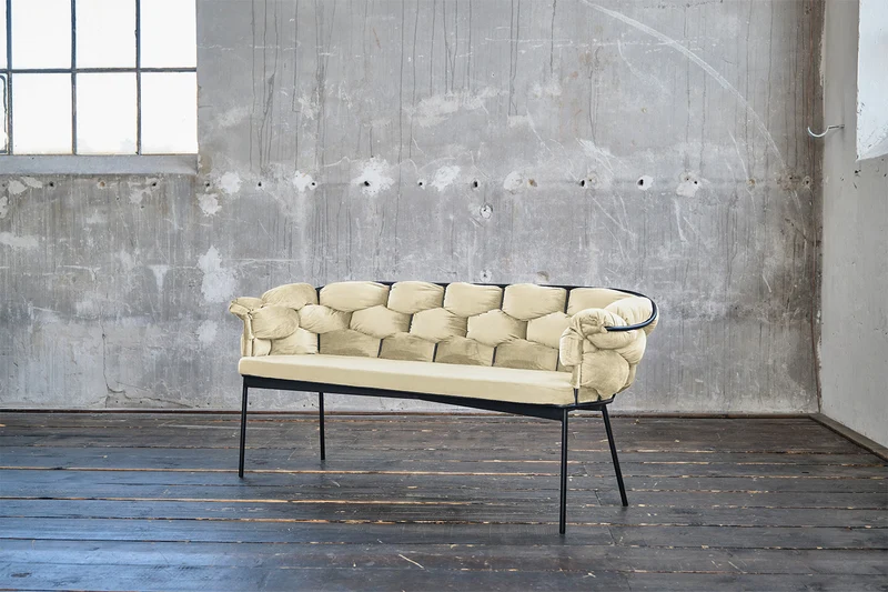 B-Ware KAWOLA Bank MONTY Sitzbank 160cm Velvet cremeweiß