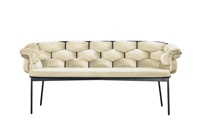 B-Ware KAWOLA Bank MONTY Sitzbank 160cm Velvet cremeweiß