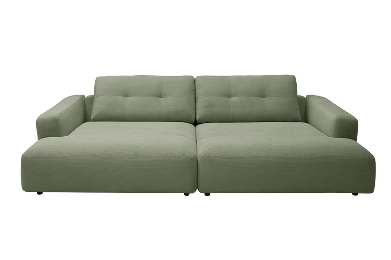 B-Ware KAWOLA Big Sofa MIKA Feincord olivgrün