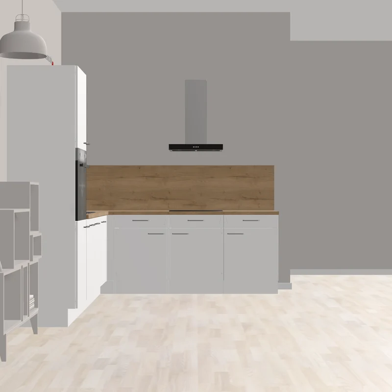 nobilia moderne Eckküche mit viel Stauraum und viel Platz zum Kochen Wunstorf 305 x 245 cm weiß Matt Eiche Hell Backofen hoch eingebaut, Spüle mit Armatur, autarkes Kochfeld und Wandhaube