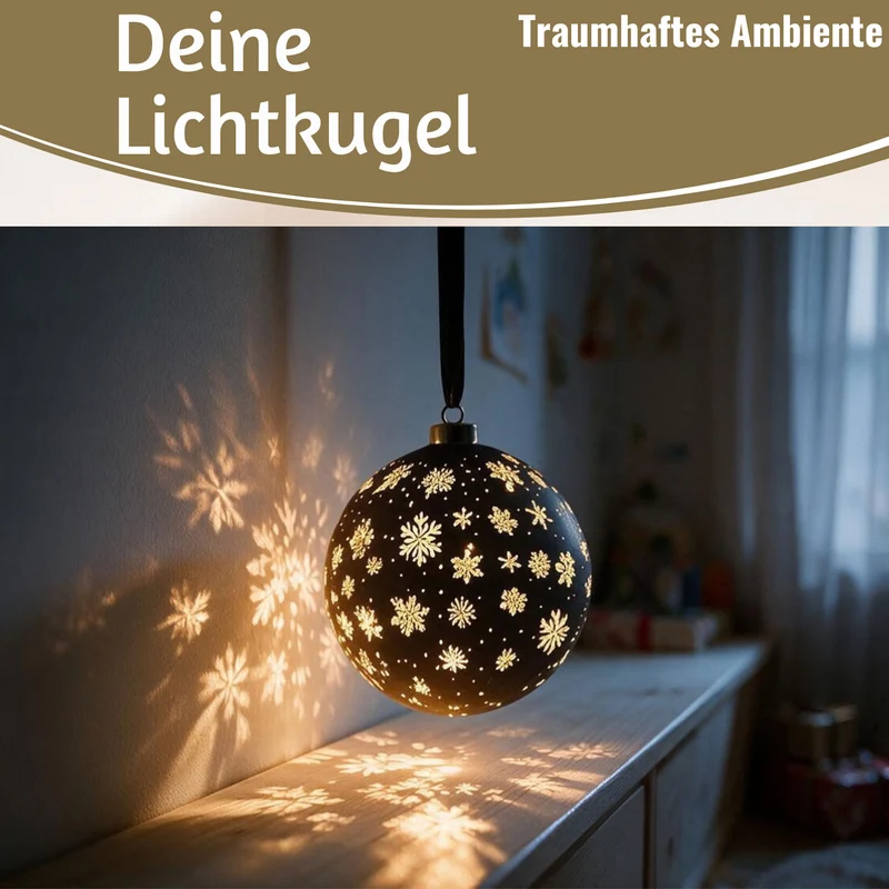 XL Deko Glas Lichtkugel 25LED 19cm Kugel Schwarz Gold Glaskugel Timer Batterie Anhängen