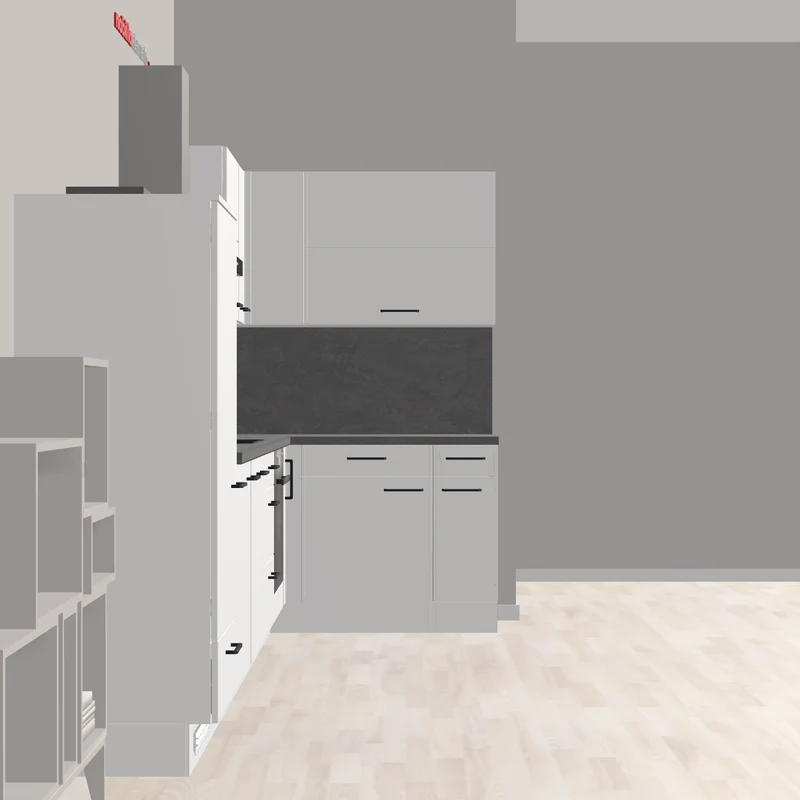nobilia L-Küche Aurich 308 x 155 cm Alpinweiss Beton moderne Ausstattung mit teilweise E-Geräten