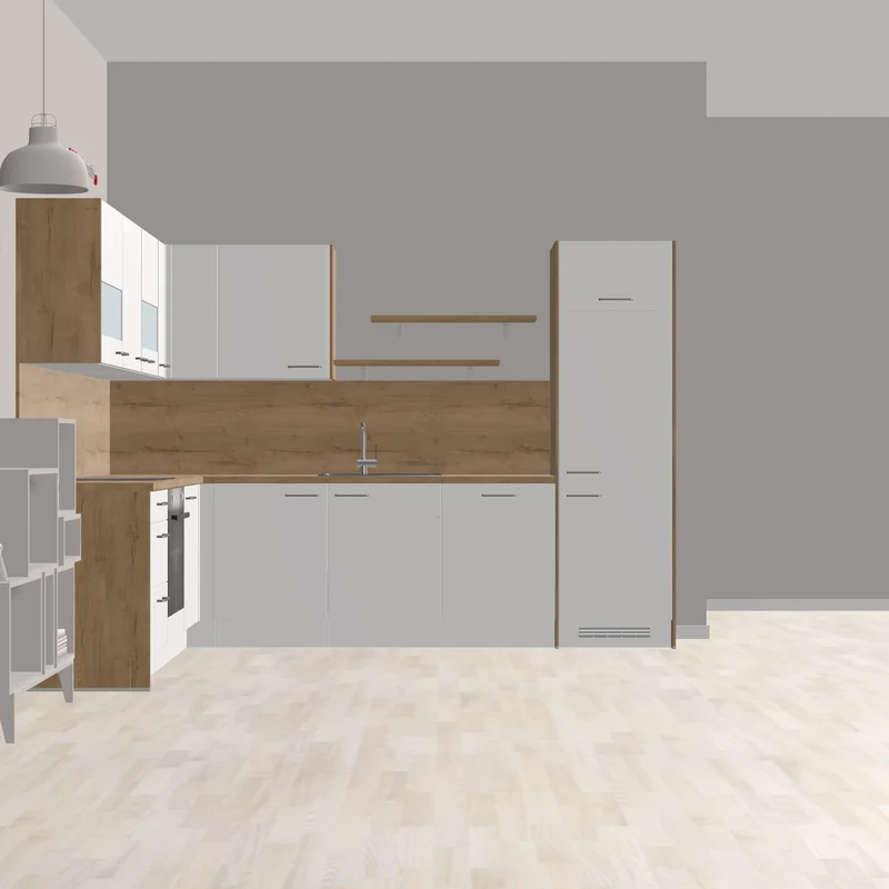 nobilia L-Form Küchenzeile modern Borken 247 x 308 cm Alpinweiß helle Arbeitsplatte Küche in Kombination Weiß und Holzakzente mit Herd und moderer Armatur