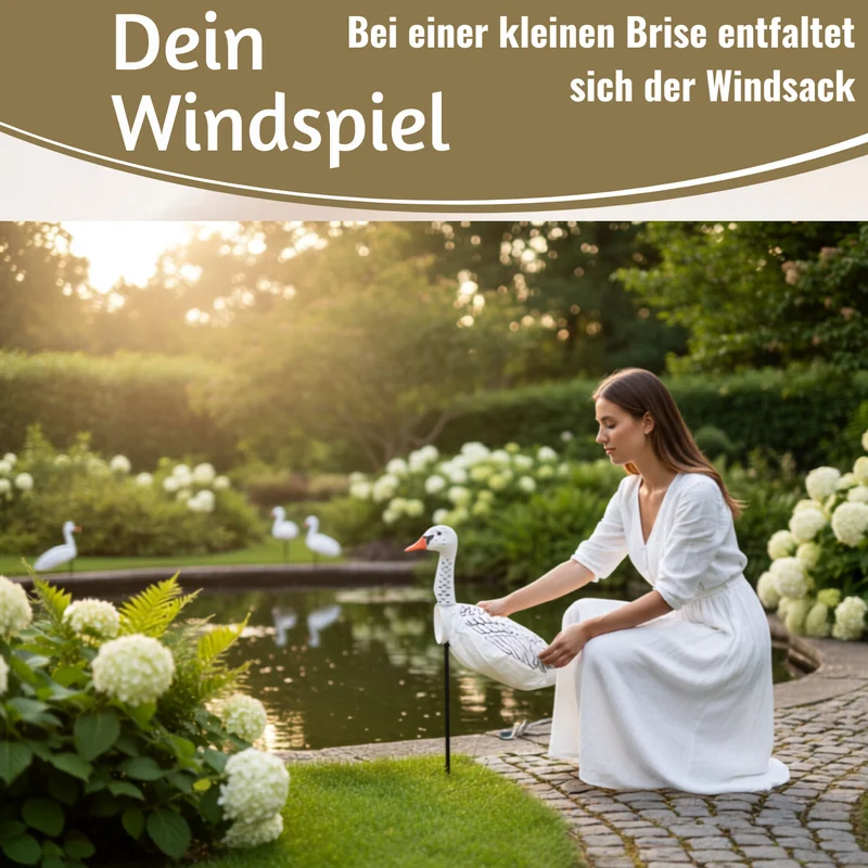 Windspiel Windgans Gertrude 70cm Windsack Gartendeko für draußen