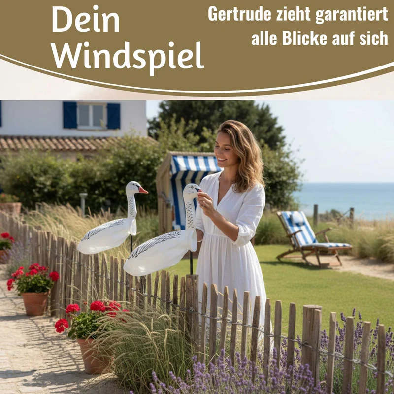 Windspiel Windgans Gertrude 70cm Windsack Gartendeko für draußen