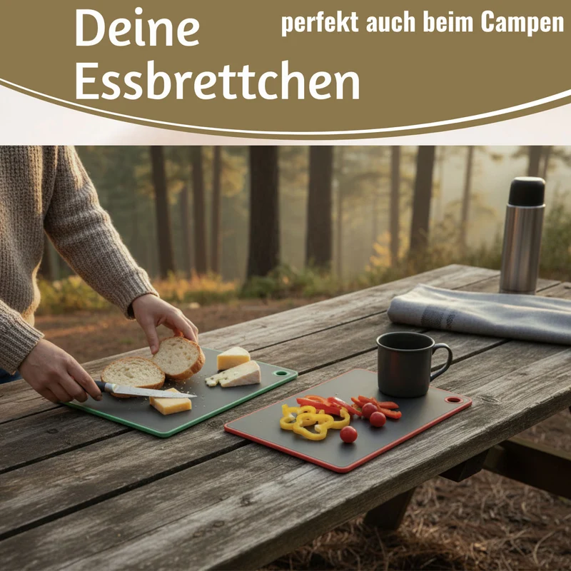 6x Kunststoff Essbrettchen 23x16cm 6´er Set Grau Rutschfest Frühstücksbrettchen