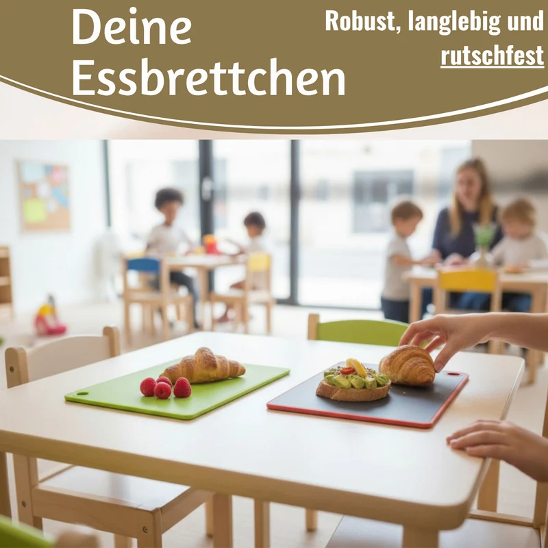 6x Kunststoff Essbrettchen 23x16cm 6´er Set Grau Rutschfest Frühstücksbrettchen