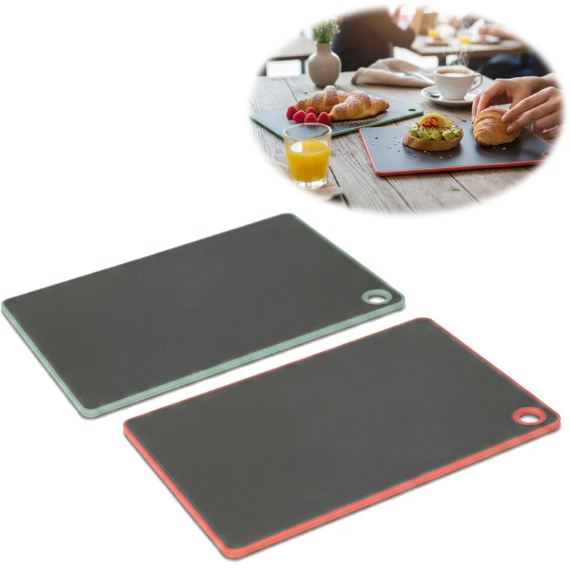 2x Kunststoff Essbrettchen 23x16cm 2´er Set Grau Rutschfest Frühstücksbrettchen