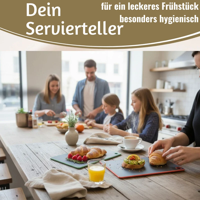 2x Kunststoff Essbrettchen 23x16cm 2´er Set Grau Rutschfest Frühstücksbrettchen