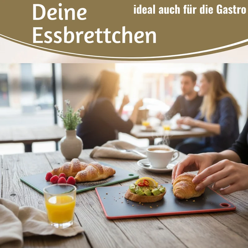 2x Kunststoff Essbrettchen 23x16cm 2´er Set Grau Rutschfest Frühstücksbrettchen