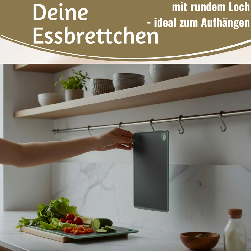 2x Kunststoff Essbrettchen 23x16cm 2´er Set Grau Rutschfest Frühstücksbrettchen
