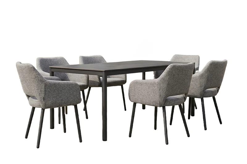 KAWOLA Gartenmöbel Set AMUR 7-tlg. Aluminium grau