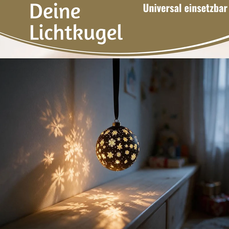 Deko Glas Lichtkugel 15LED 14cm Kugel Schwarz Gold Glaskugel Timer Batterie Anhängen