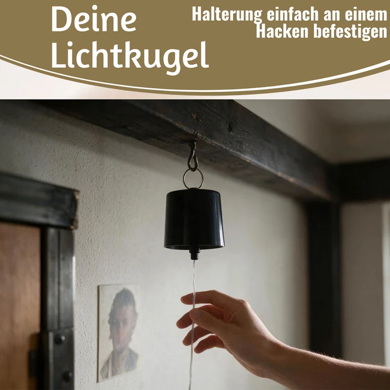Deko Glas Lichtkugel 15LED 14cm Kugel Gold Sterne Glaskugel Timer Batterie Anhängen