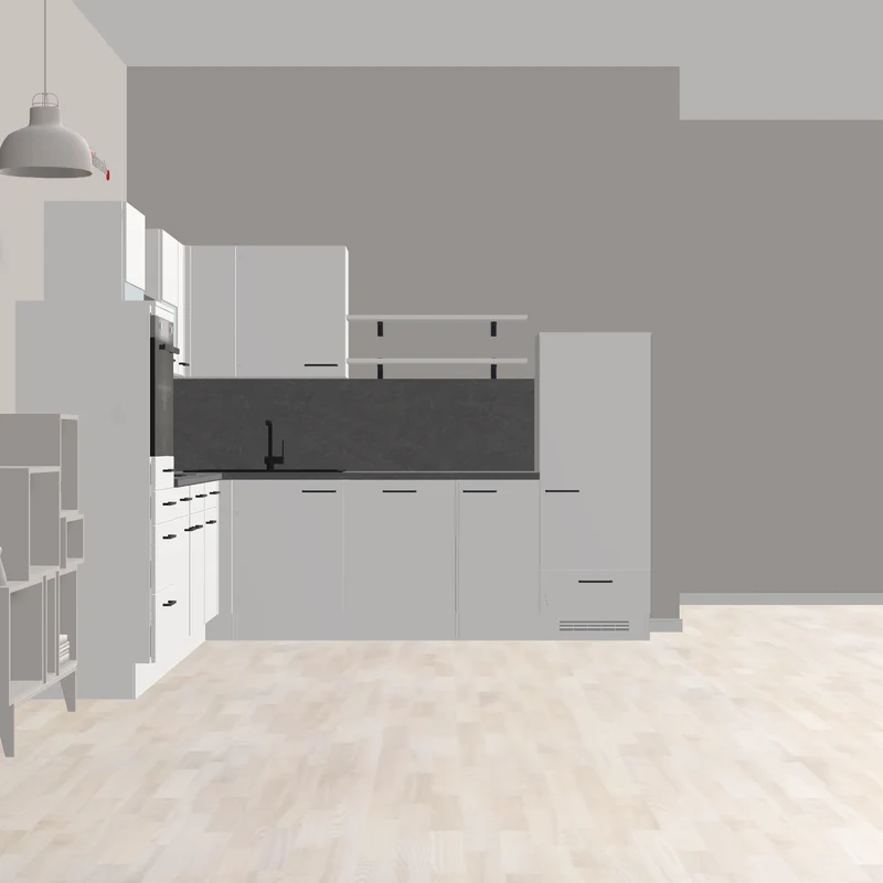nobilia L-Küche modern mit Highboards Rottenburg 305 x 290 cm Alpinweiß Supermatt Beton Schiefer Backofen hoch eingebaut , Schräghaube für Kopffreiheit schwarzes Glas