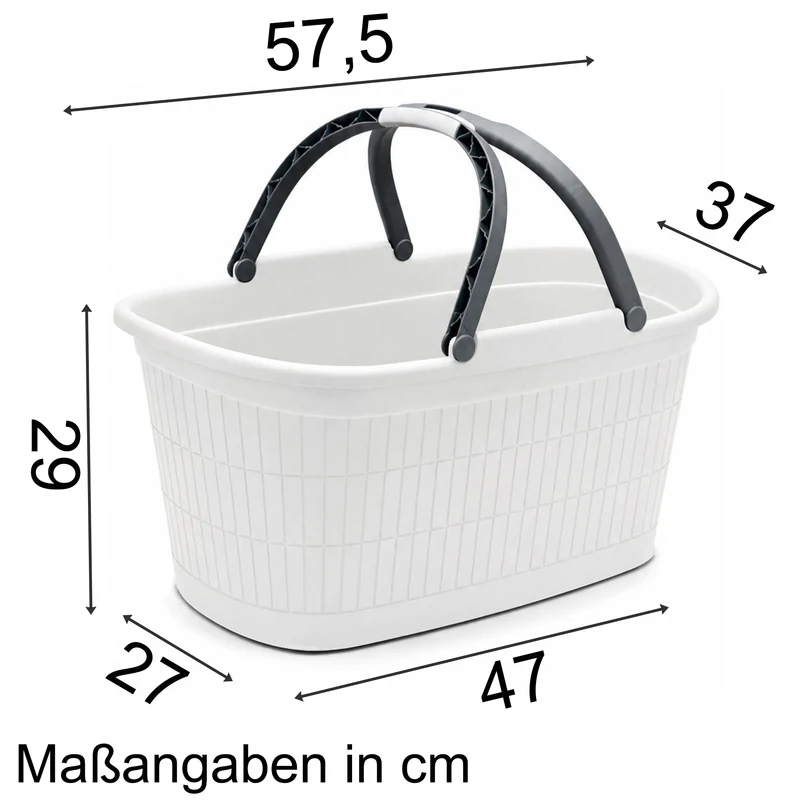 Wäschekorb 35 Liter mit 2 Henkeln 57,5x37x29 cm ohne Löcher Korb - Haushaltskorb Wäschewanne Tragekorb Wäschesammler Wäschesortierer Wäschebox Aufbewahrung Kunststoff