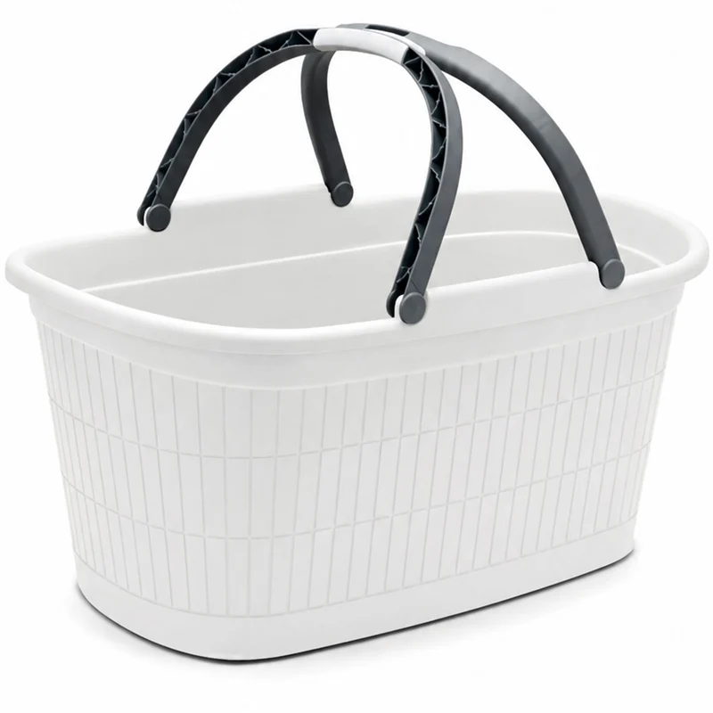 Wäschekorb 35 Liter mit 2 Henkeln 57,5x37x29 cm ohne Löcher Korb - Haushaltskorb Wäschewanne Tragekorb Wäschesammler Wäschesortierer Wäschebox Aufbewahrung Kunststoff