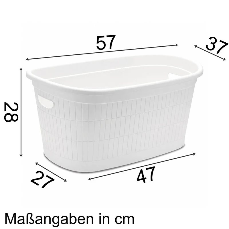 Wäschekorb 35 Liter mit 2 Grifflöcher 57x37x27 cm ohne Löcher Korb - Haushaltskorb Wäschewanne Tragekorb Wäschesammler Wäschesortierer Wäschebox Aufbewahrung Kunststoff