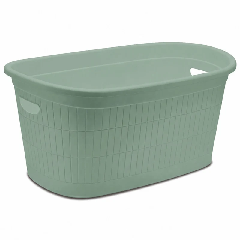 Wäschekorb 35 Liter mit 2 Grifflöcher 57x37x27 cm ohne Löcher Korb - Haushaltskorb Wäschewanne Tragekorb Wäschesammler Wäschesortierer Wäschebox Aufbewahrung Kunststoff
