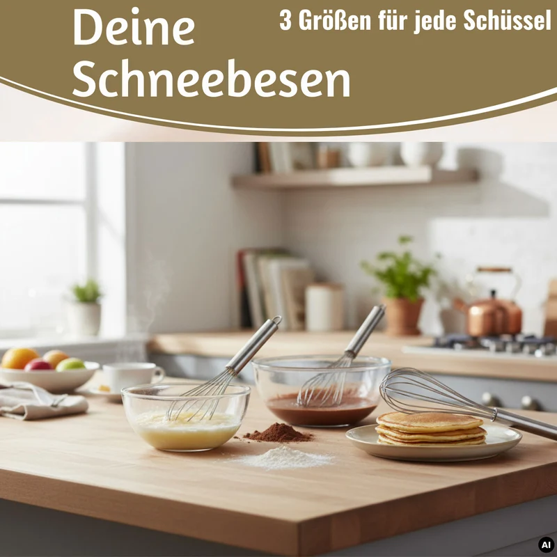 Edelstahl Schneebesen 3´er Set 21cm 26cm 31cm Rührbesen mit Aufhängeösen
