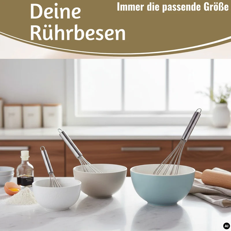 Edelstahl Schneebesen 3´er Set 21cm 26cm 31cm Rührbesen mit Aufhängeösen