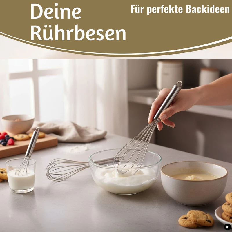 Edelstahl Schneebesen 3´er Set 21cm 26cm 31cm Rührbesen mit Aufhängeösen