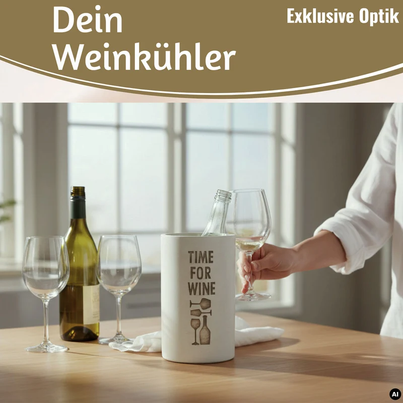 Beton Weinkühler 21x13 cm Shabby Grau Spruch Time for Wein Flaschenkühler Sektkühler