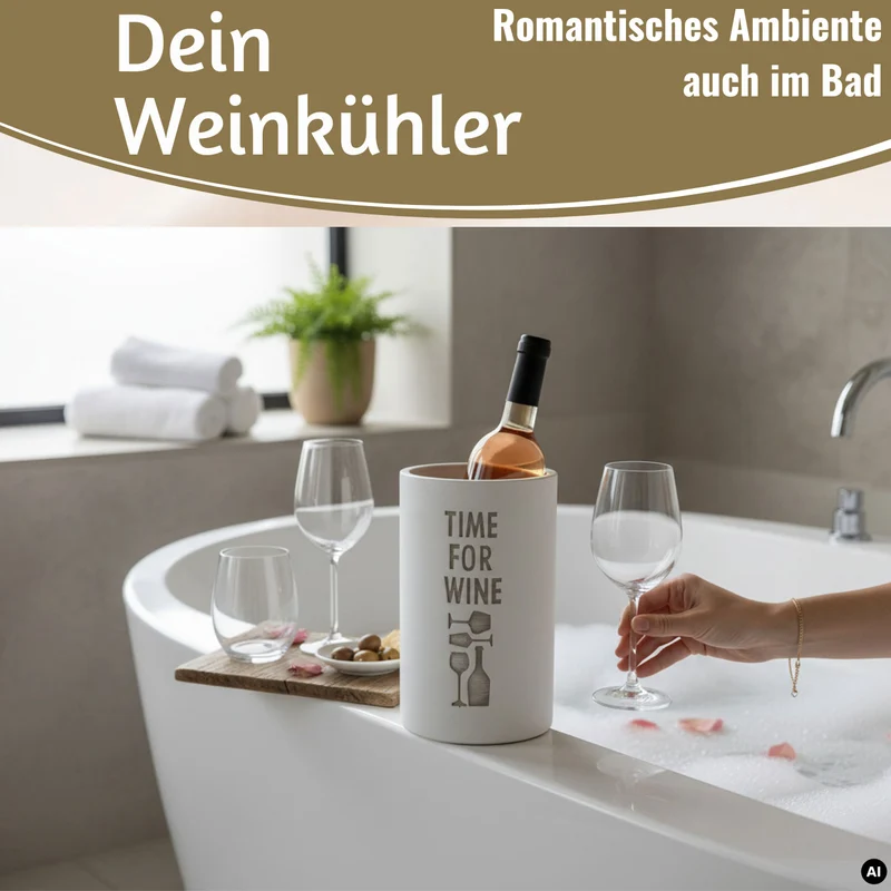 Beton Weinkühler 21x13 cm Shabby Grau Spruch Time for Wein Flaschenkühler Sektkühler