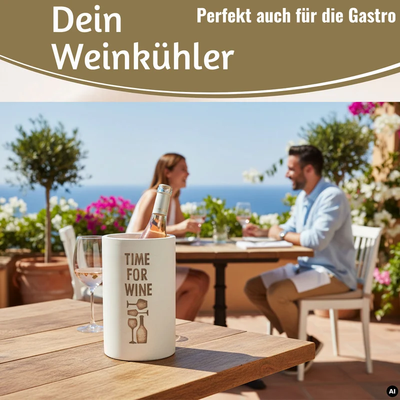 Beton Weinkühler 21x13 cm Shabby Grau Spruch Time for Wein Flaschenkühler Sektkühler