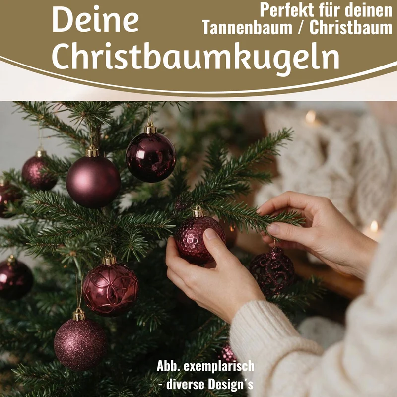 37 Design Weihnachtskugeln 6cm Dunkelrosa Set Kunststoff Weihnachtsbaum Deko