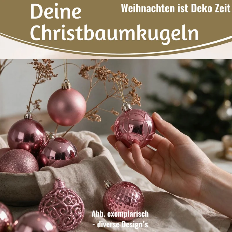 37 Design Weihnachtskugeln 6cm Dunkelrosa Set Kunststoff Weihnachtsbaum Deko