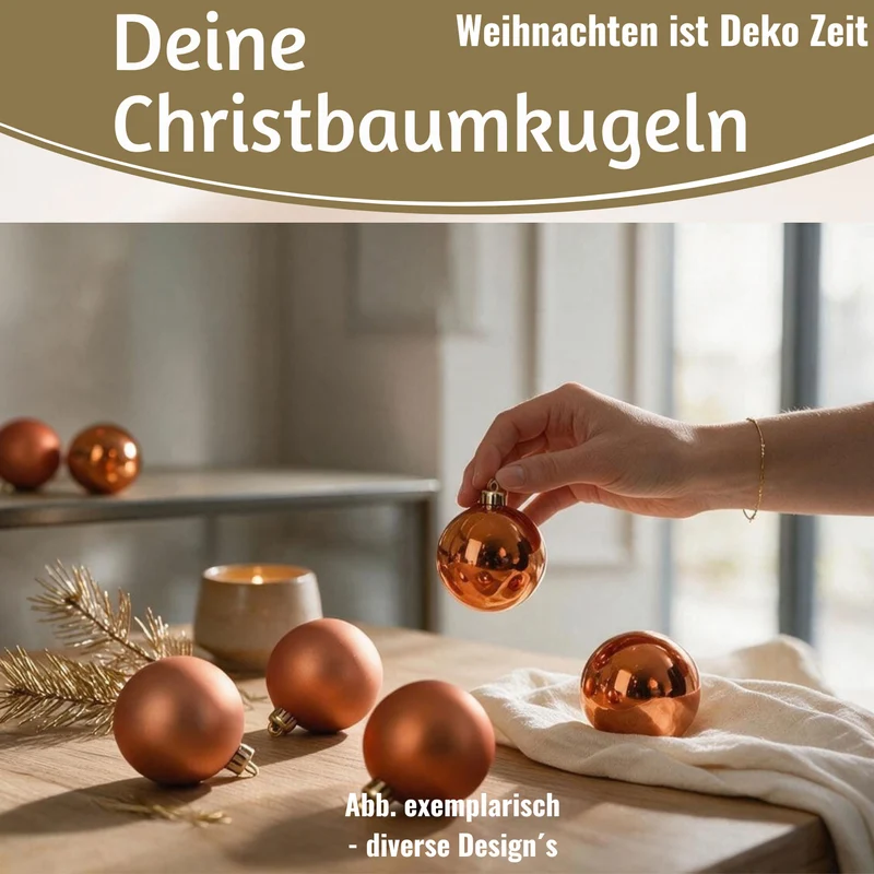 12 Design Weihnachtskugeln 6cm Pfefferminz Set Kunststoff Weihnachtsbaum-Deko