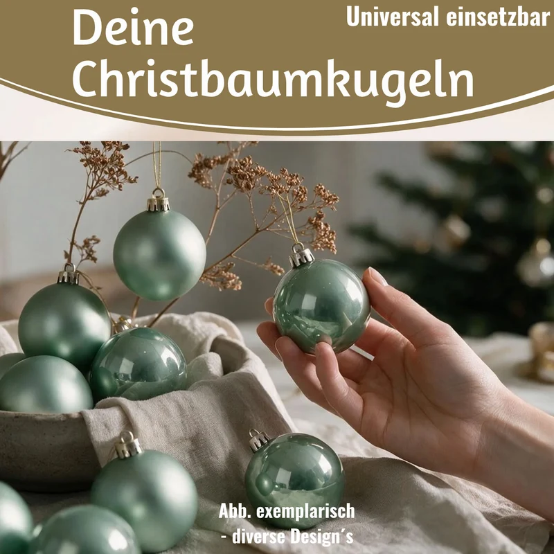12 Design Weihnachtskugeln 6cm Pfefferminz Set Kunststoff Weihnachtsbaum-Deko