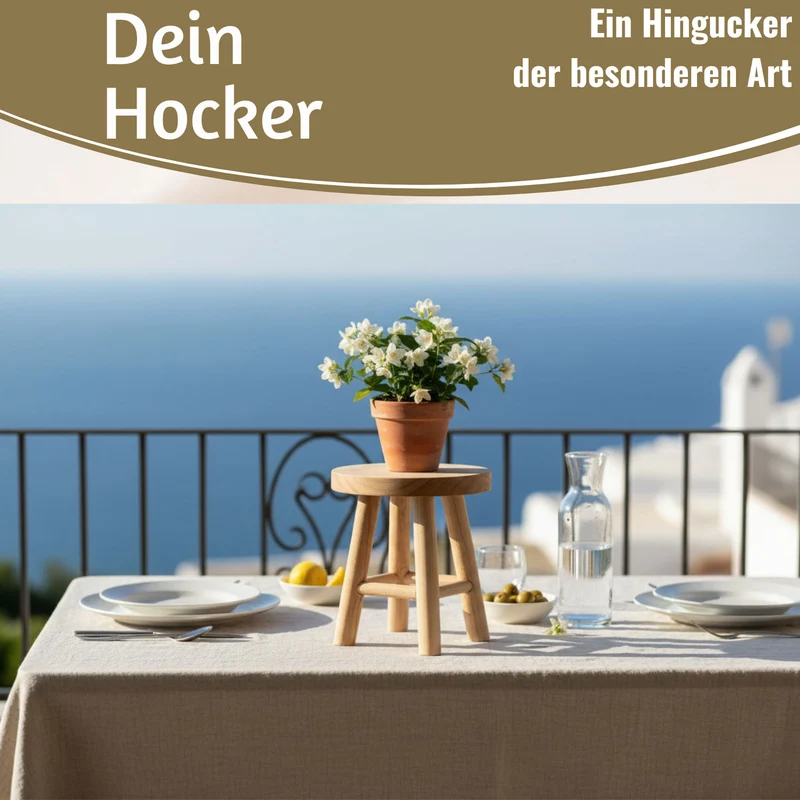 Pflanzenhocker Teak Holz 18x15cm Mini Tisch Rund Deko Hocker Blumenständer