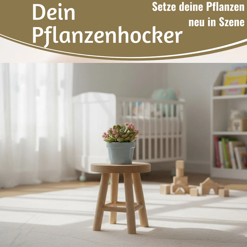 Pflanzenhocker Teak Holz 18x15cm Mini Tisch Rund Deko Hocker Blumenständer