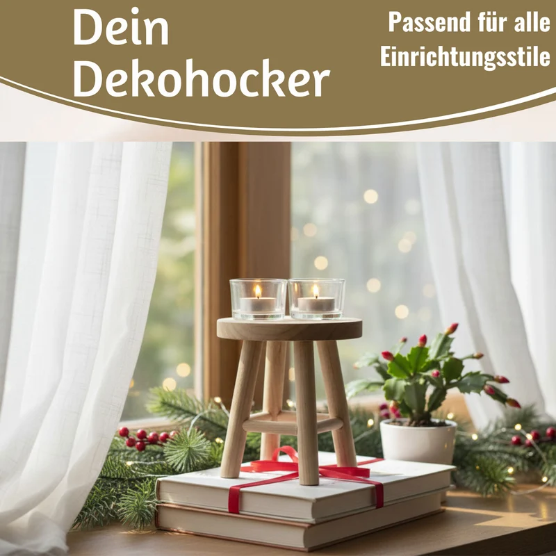 Pflanzenhocker Teak Holz 18x15cm Mini Tisch Rund Deko Hocker Blumenständer