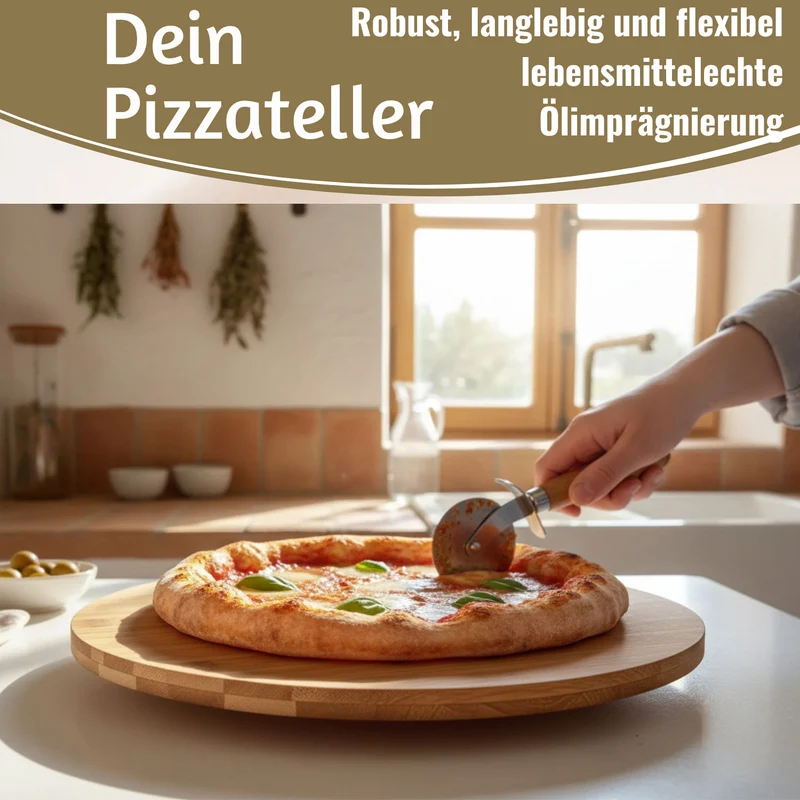 XL Holz Servierplatte Drehteller 35cm Bambus drehbar Drehtablett Drehplatte