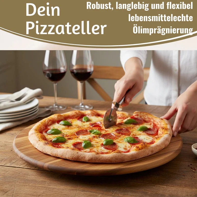 XXL Akazie Servierplatte Drehteller 40cm Holz drehbar Drehtablett Drehplatte