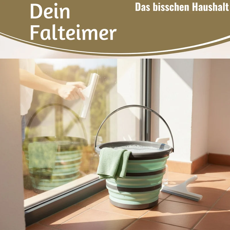 Flexibler Putzeimer 10L 35x24cm faltbar Grün mit Griff Falteimer Wassereimer Camping