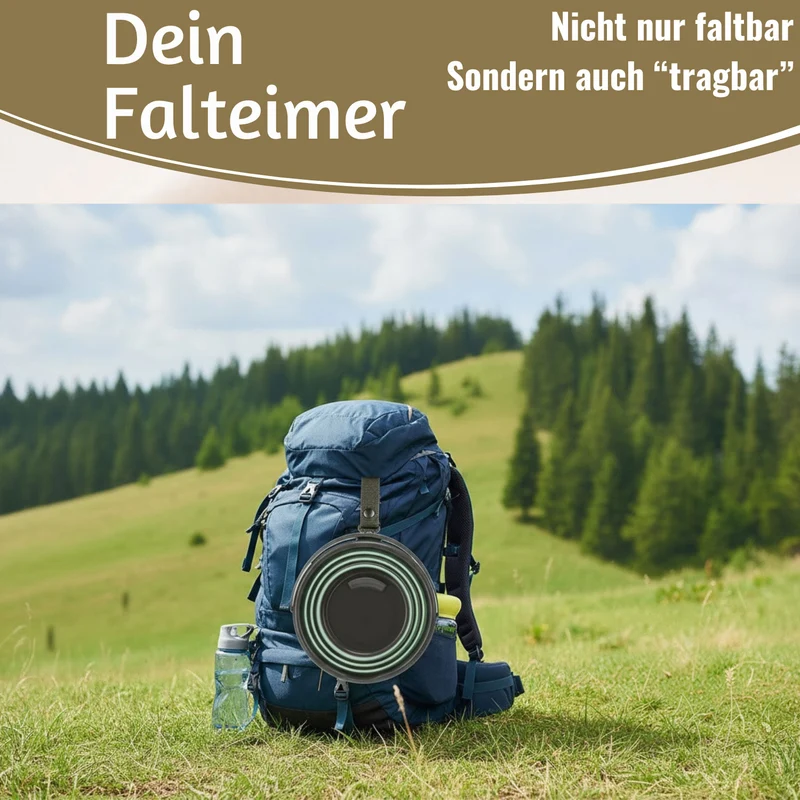 Flexibler Putzeimer 10L 35x24cm faltbar Grün mit Griff Falteimer Wassereimer Camping