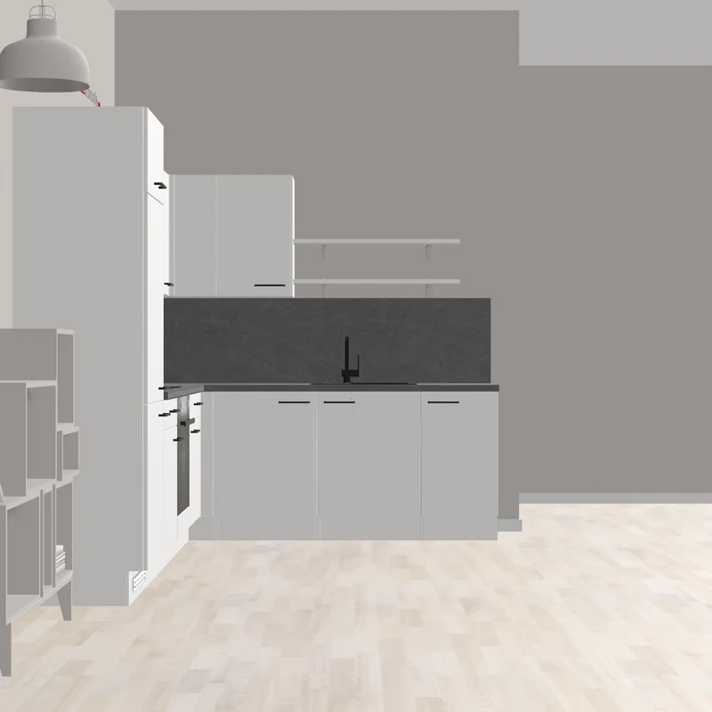 nobilia Moderne L-Küche Lehrte 305 x 230 cm weiß Supermatt Schiefer graue Arbeitsplatte mit Kopffreihaube, Backofen, Kochfeld autark