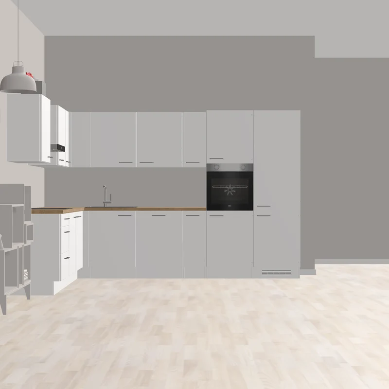 nobilia Eck-Küchenzeile Bruchsal 245 x 335 cm weiß matt Eiche warme Arbeitsplatte Eck-Küche mit hocheingebauten Backofen und Wandhaube