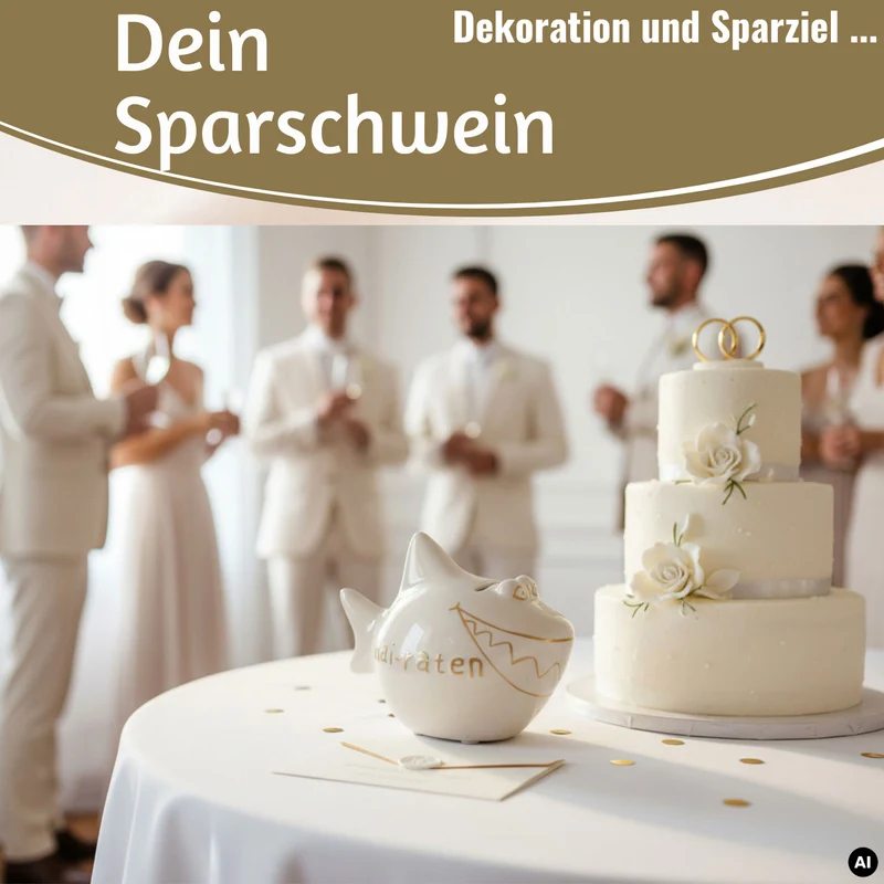 Keramik Sparschwein Spruch Hai-Raten Weiß Gold Hochzeit Spardose Sparbüchse